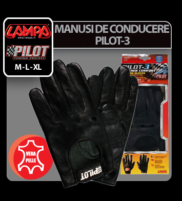 Pilot-3 driving gloves - L - Black thumb