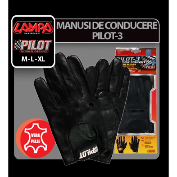 Pilot-3 driving gloves - M - Black