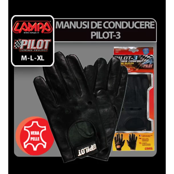 Manusi de conducere Pilot-3 - XL - Negru