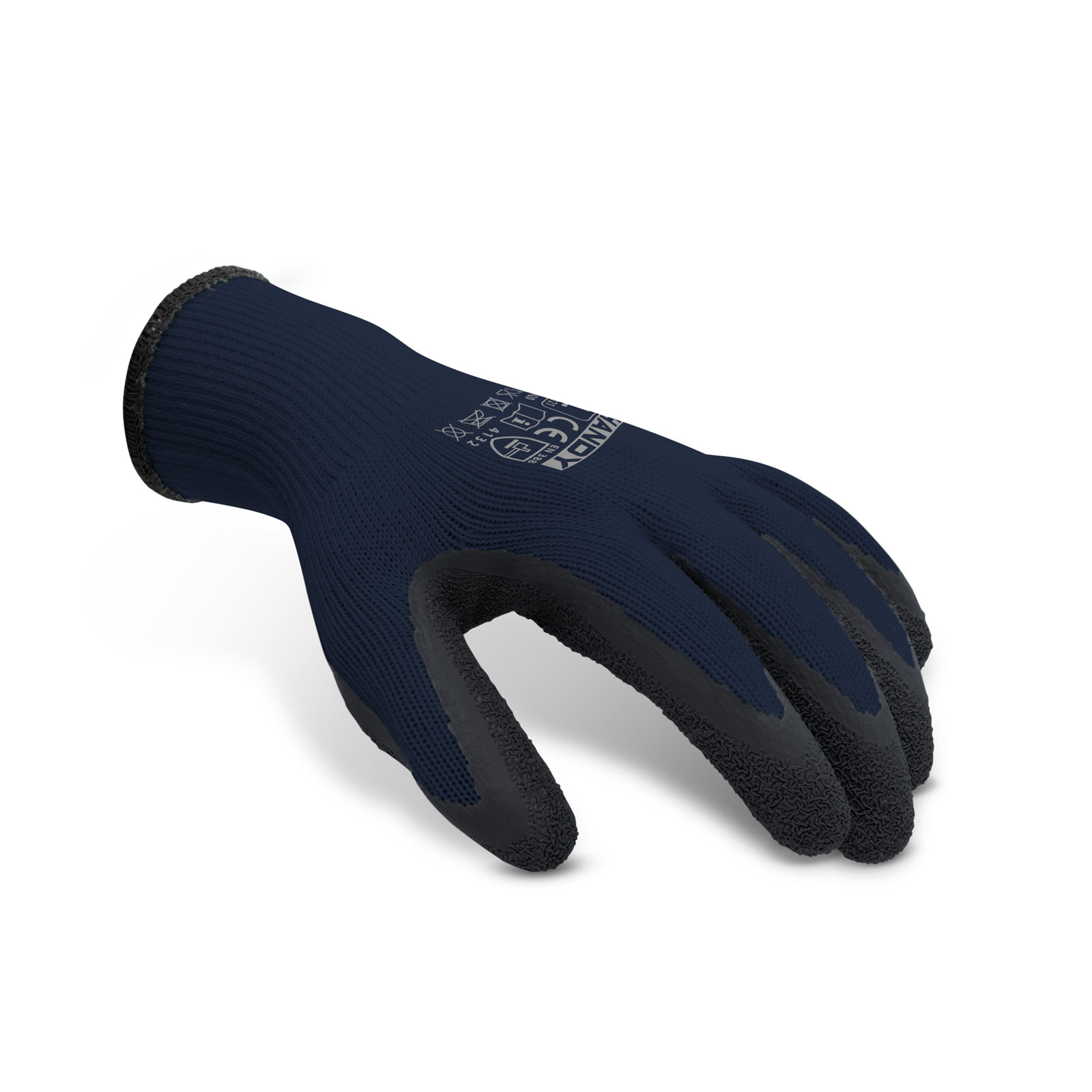 Polyester glove with latex coating thumb