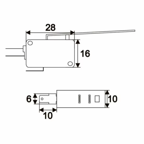 Microintrerupator 1 circuit 16(4)A-250V ON-(OFF)