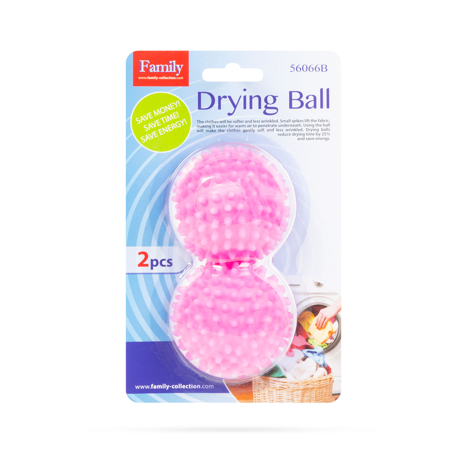 Drying ball - 6 cm - pink - 2 pcs / pack thumb