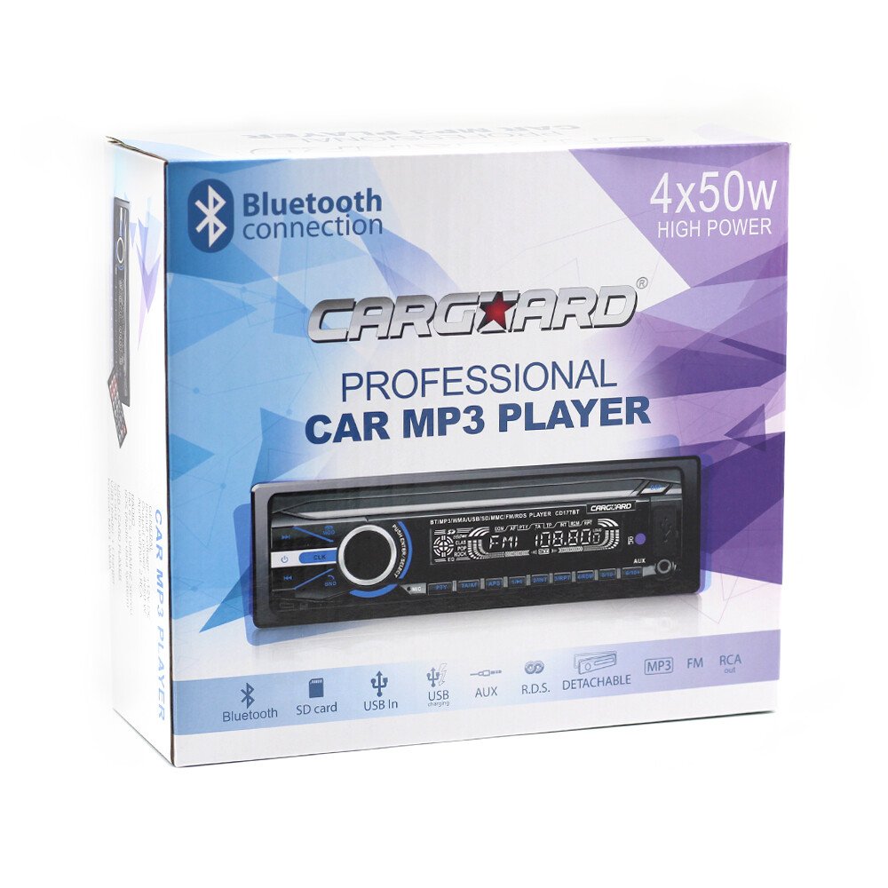 MP3 player auto cu BLUETOOTH și față detașabilă 4 x 50W - CARGUARD thumb