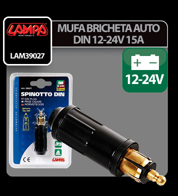 DIN cigarette lighter plug, 12/24V 15A thumb