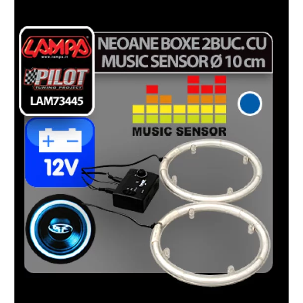 Neoane boxe cu music senzor NR-10, Ø 10cm 12V - Albastru