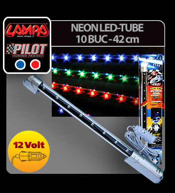 Neon Led-Tube 10 leduri - 42cm 12V - Rosu thumb