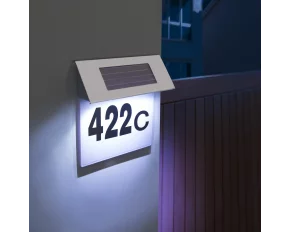 Stainless steel solar house number light - 18 x 20 cm