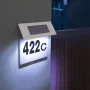 Stainless steel solar house number light - 18 x 20 cm