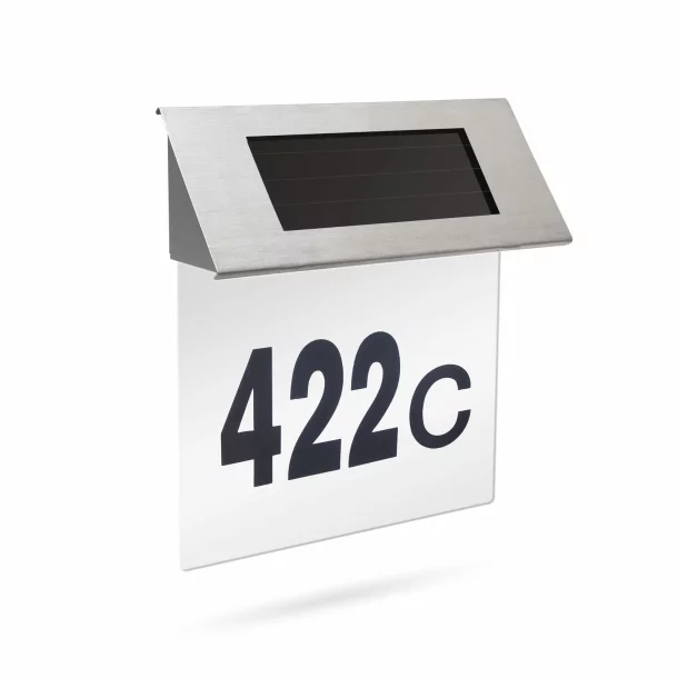 Stainless steel solar house number light - 18 x 20 cm