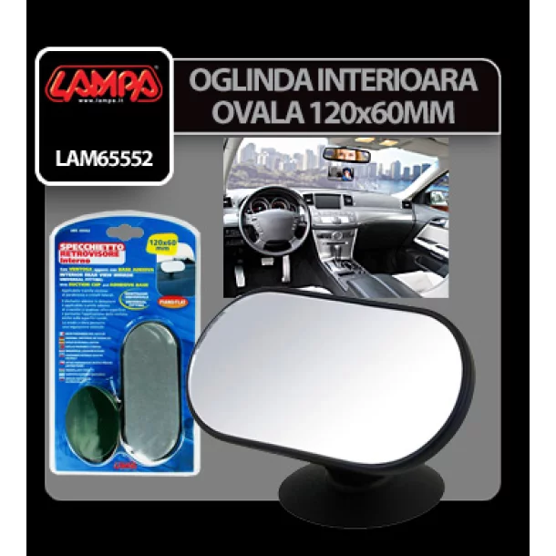 Oglinda interioara ovala cu ventuza 120x60mm-Resigilat,
