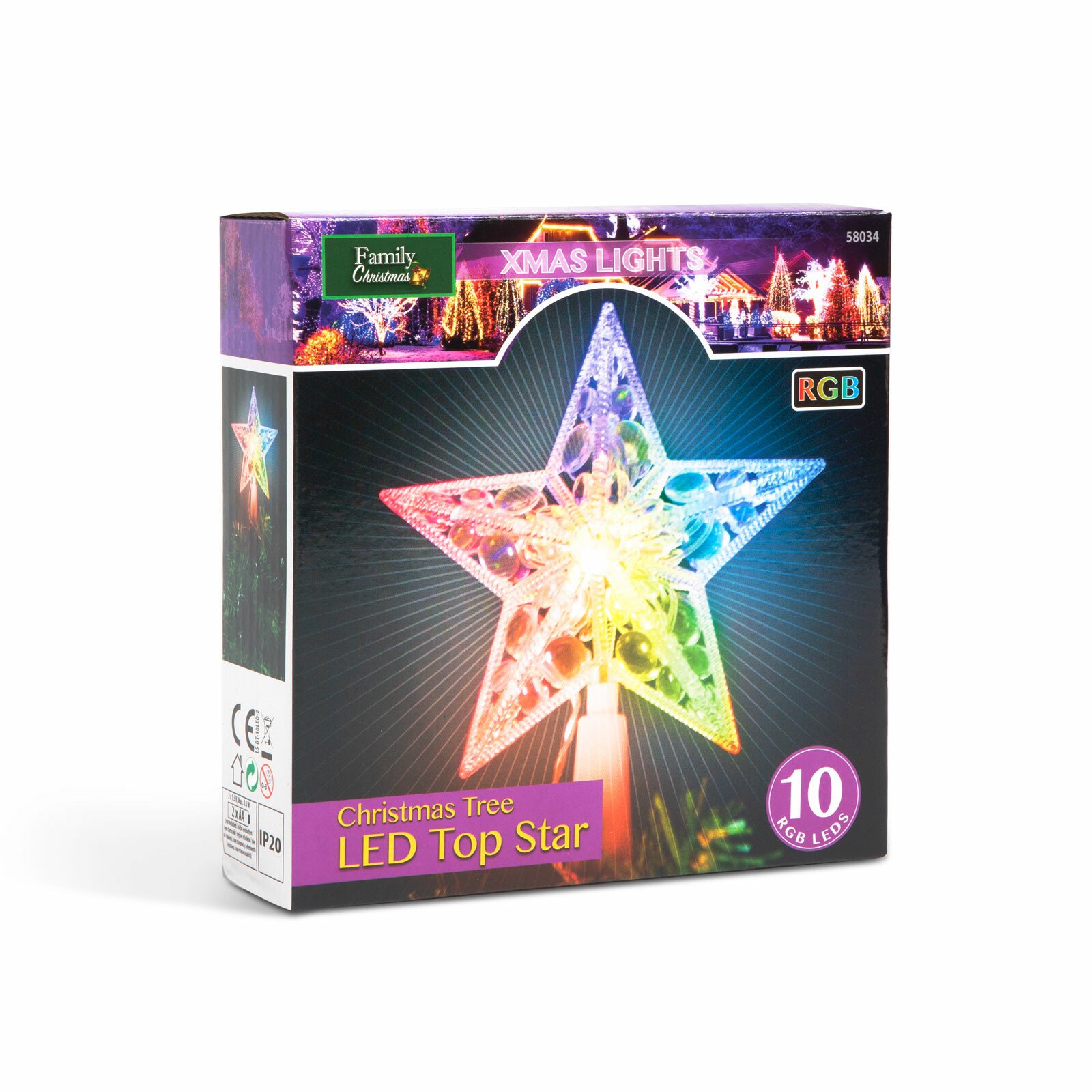 Karácsonyi LED-es csillag csúcsdísz - 10 LED - 15 cm - RGB - 2 x AA thumb