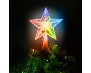 Christmas tree LED star peak decoration - 10 LEDs - 15 cm - RGB - 2 x AA