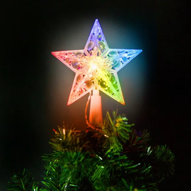 Christmas tree LED star peak decoration - 10 LEDs - 15 cm - RGB - 2 x AA