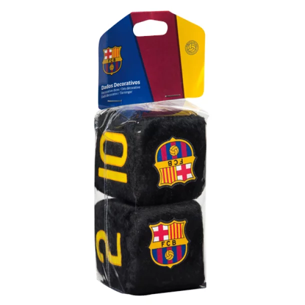 Ornament interior zaruri FC Barcelona 7x7cm - Negru