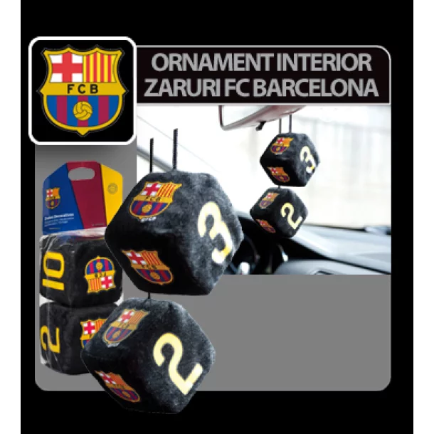 Ornament interior zaruri FC Barcelona 7x7cm - Negru