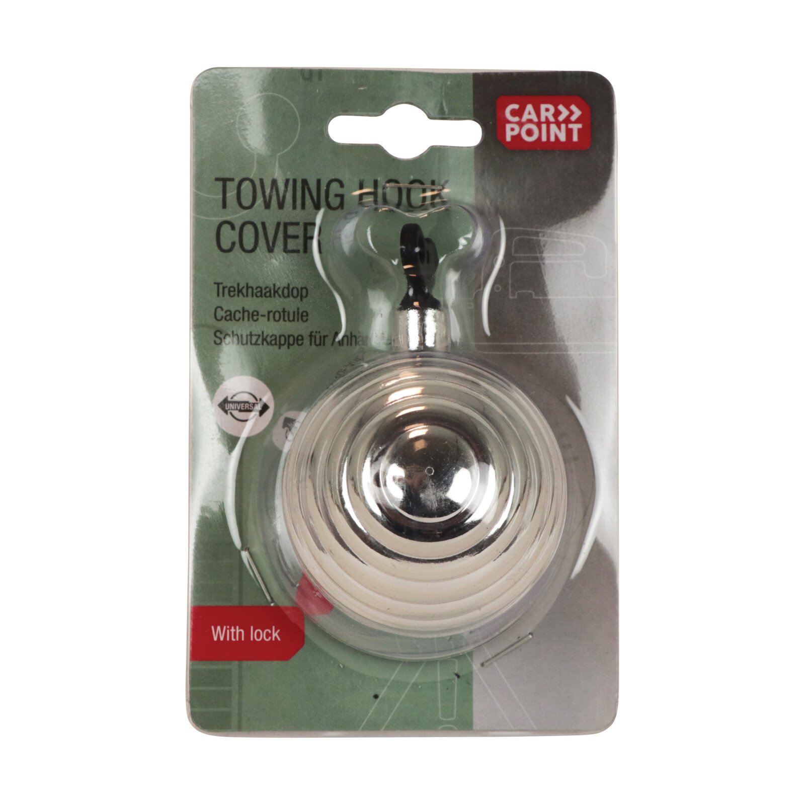Carpoint towing hook cover with lock - Chrome thumb