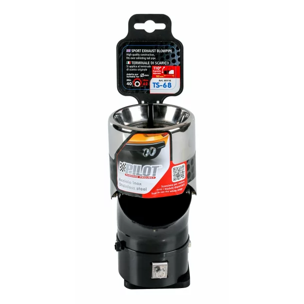Ornament toba esapament curbat TS-68, din otel inoxidabil lustruit, sunet sport, racordare Ø40-62mm - Resigilat