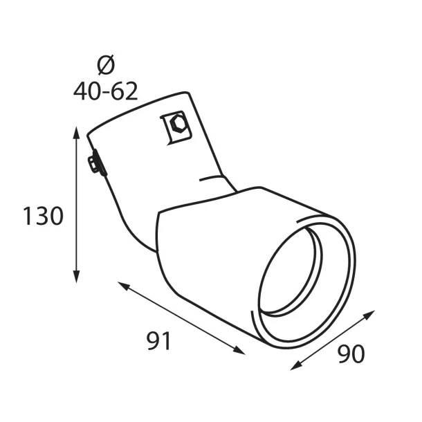 Ornament toba esapament curbat TS-68, din otel inoxidabil lustruit, sunet sport, racordare Ø40-62mm - Resigilat