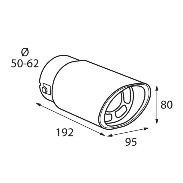 Ornament toba esapament TS-03, din otel inoxidabil lustruit, sunet sport, racordare Ø50-62mm