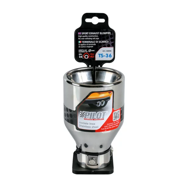 Ornament toba esapament TS-36, din otel inoxidabil lustruit, racordare Ø36-42mm-Resigilat,