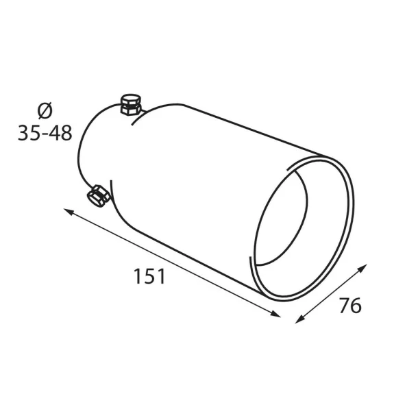 TS-48 Kipufugóvég dísz, polírozott rozsdamentes acél, csatlakozás Ø35-48mm