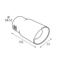 TS-49 Kipufugóvég dísz, polírozott rozsdamentes acél, sporthangzás, csatlakozás Ø38-52mm