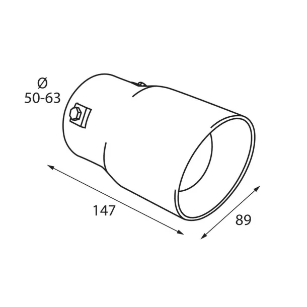 TS-50 Kipufugóvég dísz, polírozott rozsdamentes acél, sporthangzás, csatlakozás Ø50-63mm