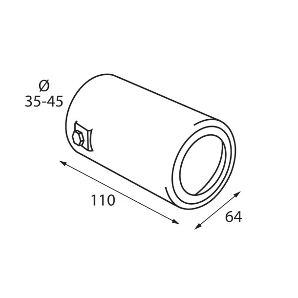 TS-54 Kipufugóvég dísz, polírozott rozsdamentes acél, csatlakozás Ø35-45mm