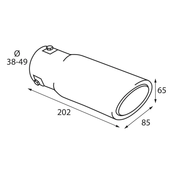 TS-62 Kipufugóvég dísz, polírozott rozsdamentes acél, csatlakozás Ø38-49mm