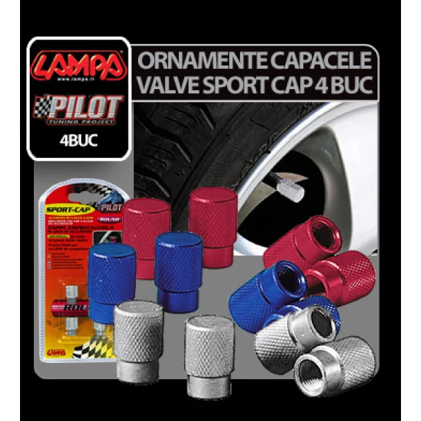 Ornamente capacele valve Sport Cap 4buc - Aluminiu