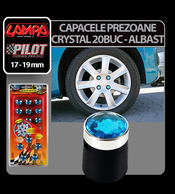 Colour Crystal nut caps, 20pcs - Hex 17mm - Blue thumb