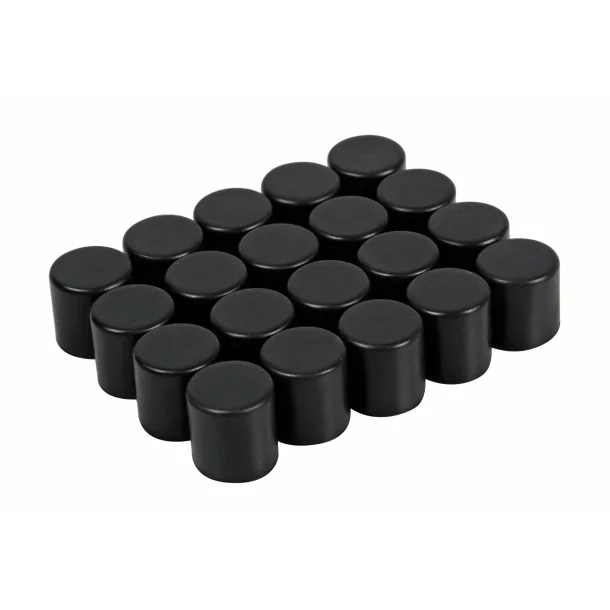 Silicone nut caps, 20 pcs - Hex 17mm - Black