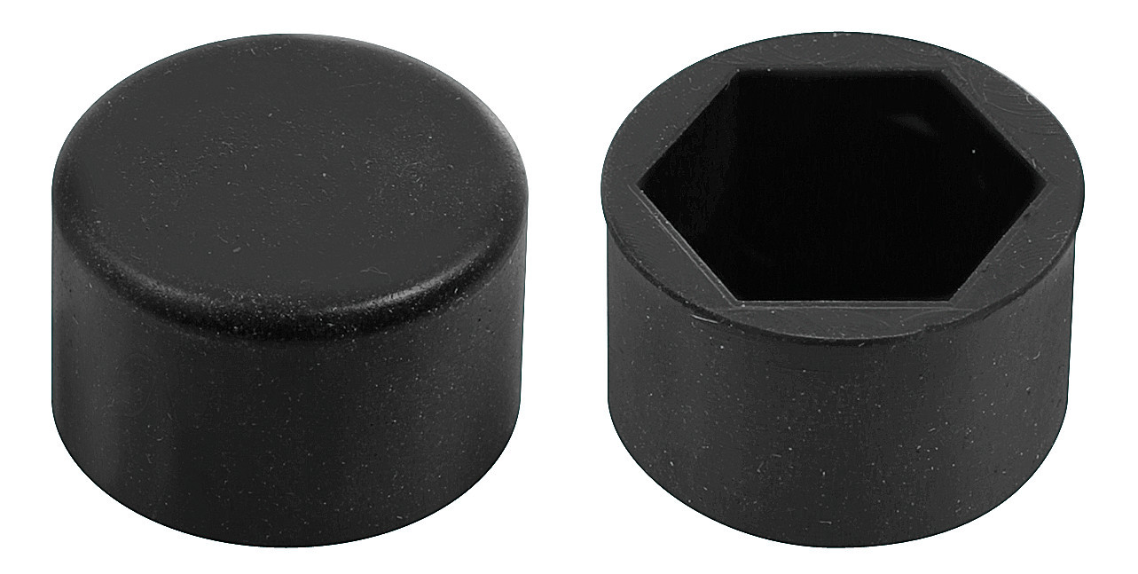 Silicone nut caps, 20 pcs - Hex 17mm - Black thumb