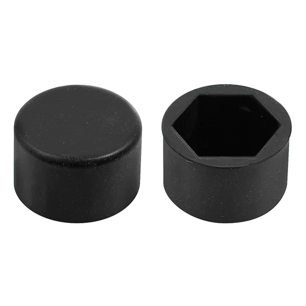 Silicone nut caps, 20 pcs - Hex 17mm - Black