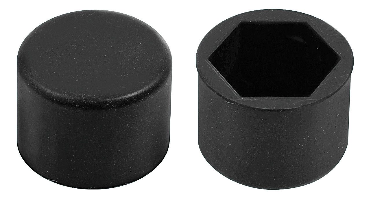 Silicone nut caps, 20 pcs - Hex 19mm - Black thumb