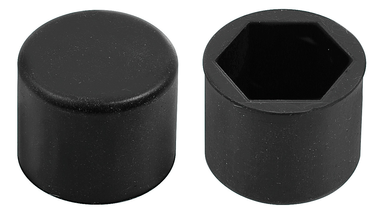 Silicone nut caps, 20 pcs - Hex 21mm - Black thumb