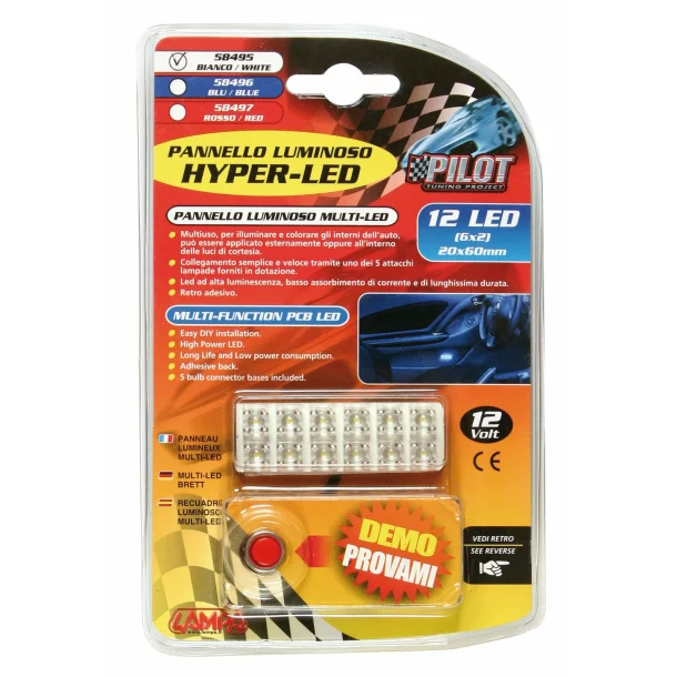 12 Hyper SMD ledes panel 20x60mm - 12V - Fehér