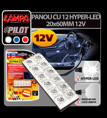 12V Hyper-Led - PCB lamp 12 Led - 20x60 mm - Blue thumb
