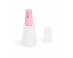 Pensulă pentru ulei, din silicon, cu recipient - 60 ml - roz