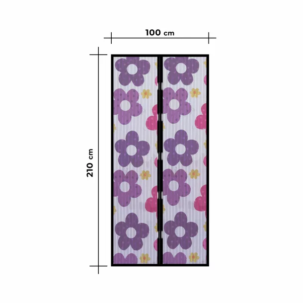 Perdea anti-tantari pt. usi cu inchidere magnetica, 100 x 210 cm „Flori colorate”