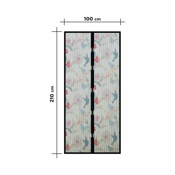 Perdea anti-tantari pt. usi cu inchidere magnetica, 100 x 210 cm - model „pasari”