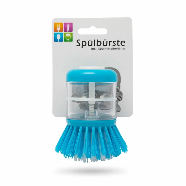 Dishwasher brush with detergnet dispenser - blue