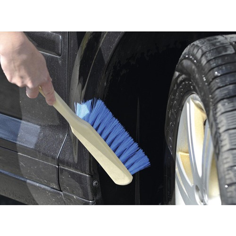 Car body wash brush with imitation wood handle, 46cm - Blue thumb