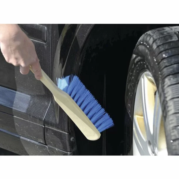 Car body wash brush with imitation wood handle, 46cm - Blue