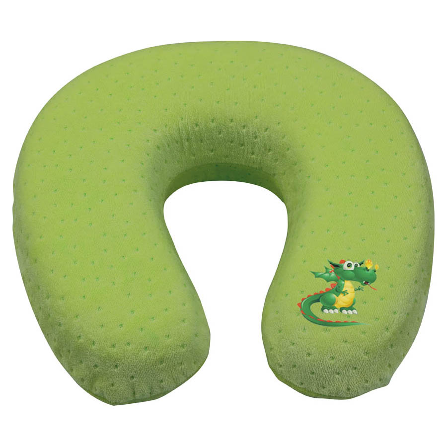 Gyerek nyakpárna memóriahabbal, utazáshoz 29x28cm, krokodil logóval - Zöld thumb