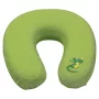 Neck memory pillow for child travel 29x28cm, crocodile logo - Green