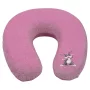 Neck memory pillow for child travel 29x28cm, bunny logo - Pink
