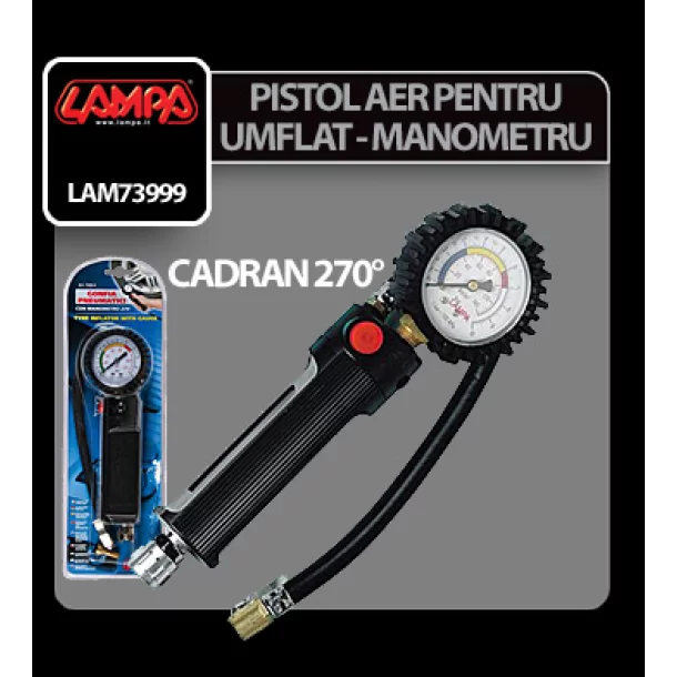 Tyre inflator with 270° gauge