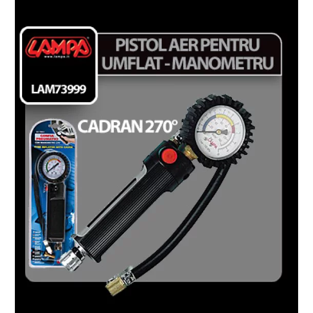 Pistol aer pentru umflat cu manometru 270° profesional