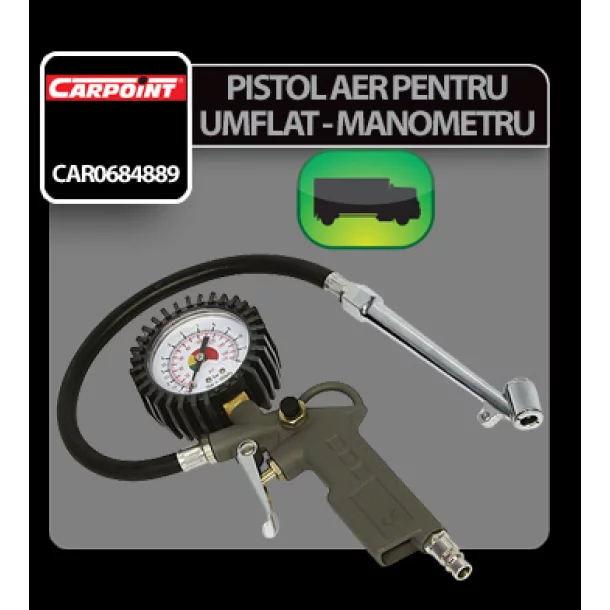 Pistol aer pentru umflat cu manometru pentru camioane Carpoint